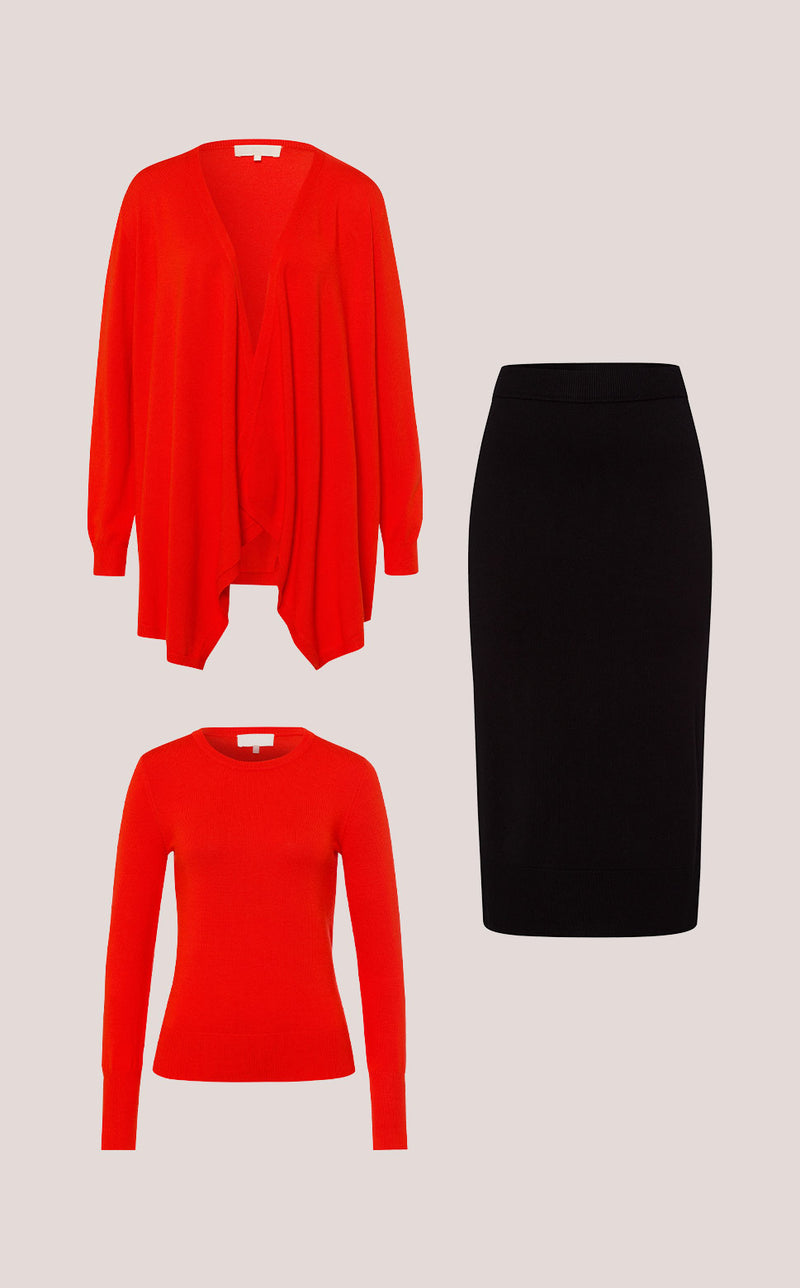 Set aus Liia Sweater & Cardigan & Skirt