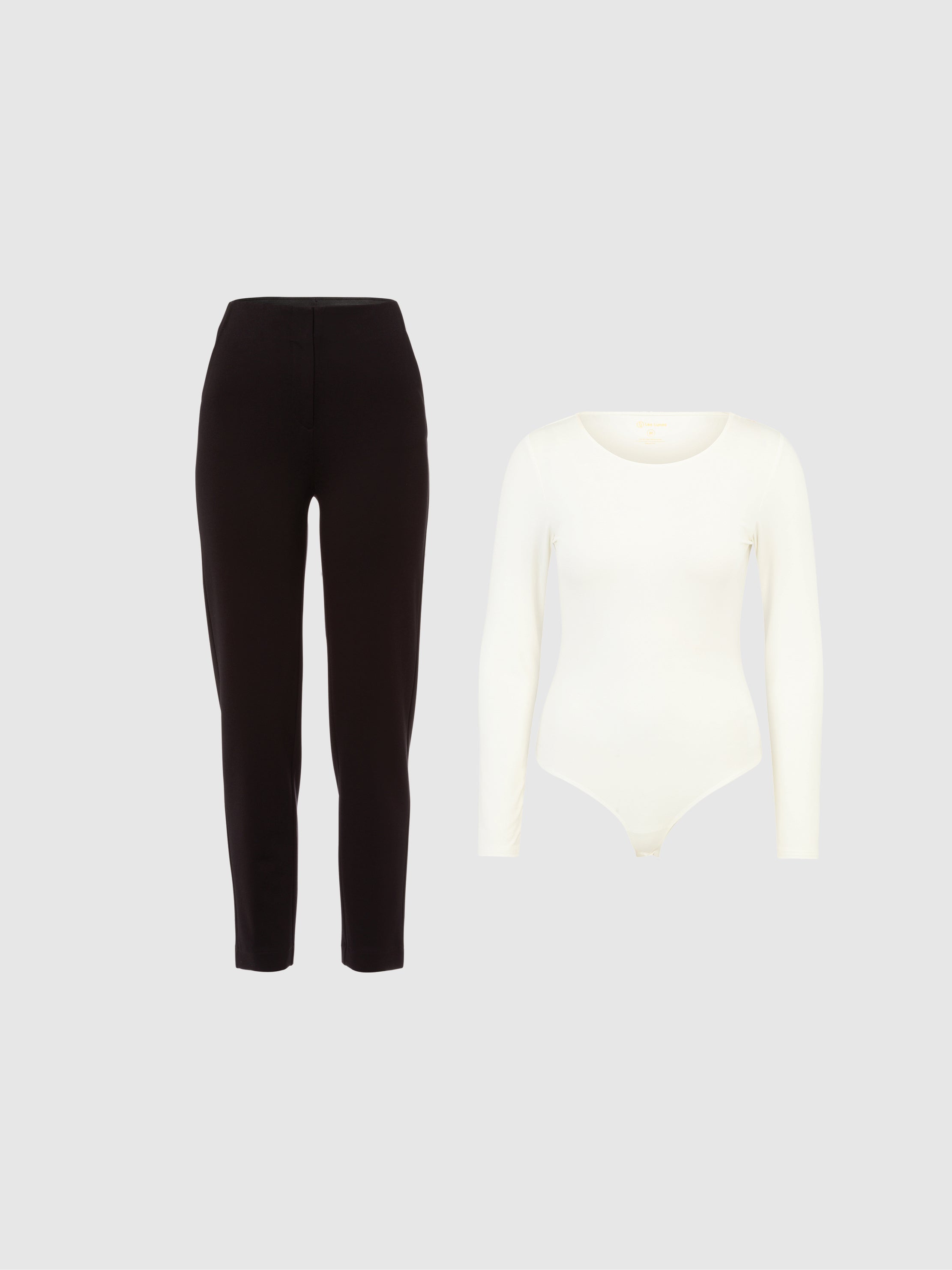 Set aus Demii Pants in Schwarz und Alenaa Longsleeve in Off-White